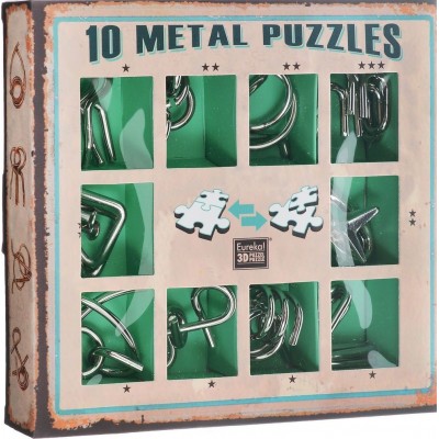 Набор головоломок из 10 Metal Puzzles green